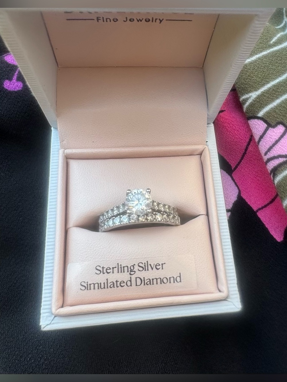 Sterling Silver 925 Simulated Diamond Engagement set Ring sz 7 engagement & we’d